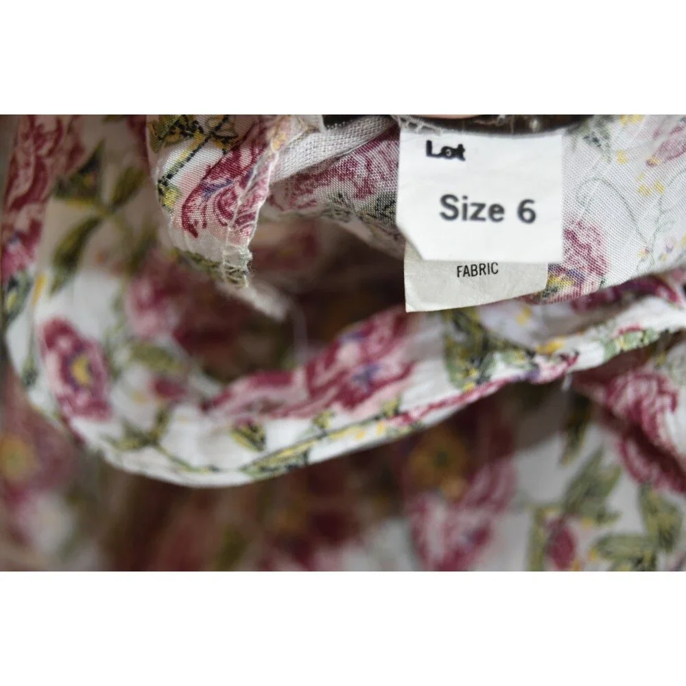 Vintage 80s Karin Stevens Floral Dress Asymmetrical Ruffle Hem Cottagecore Small